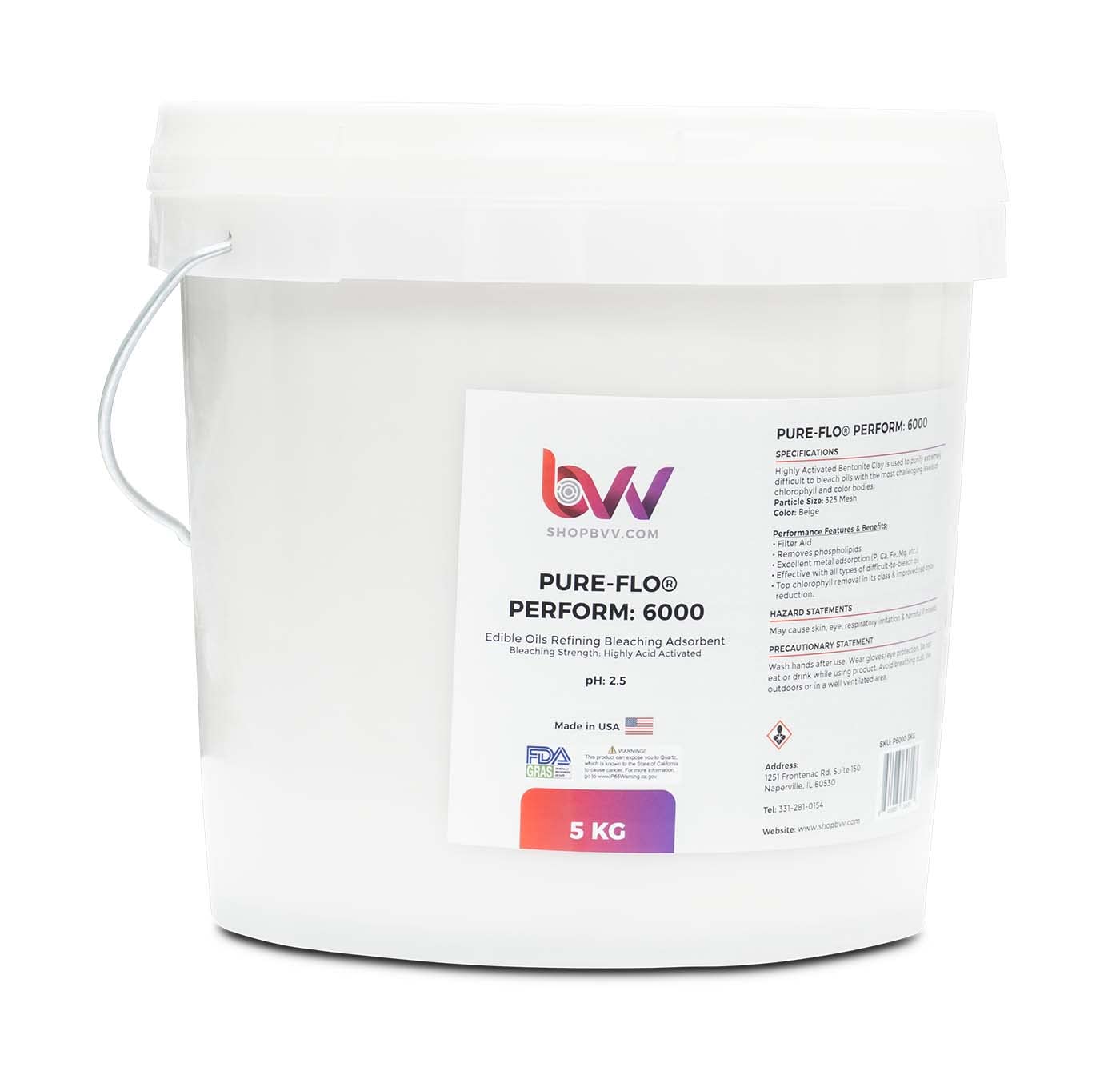 BEST VALUE VACS BVV Pure-Flo Perform 6000 Highly Activated Bleaching & Decolorizing Bentonite Powder 88.1849