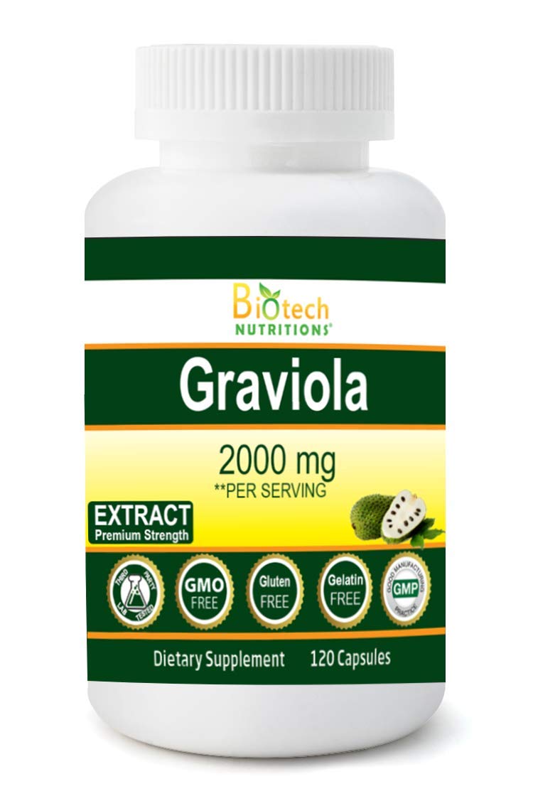 Biotech Nutritions Graviola Extract 2000 mg Capsules, 120 Count