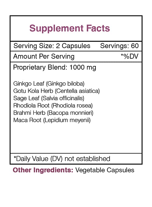 Secrets of the Tribe Raven's Wisdom, Cognitive Health Formula, Herbal Supplement Blend Capsules, 120 Count
