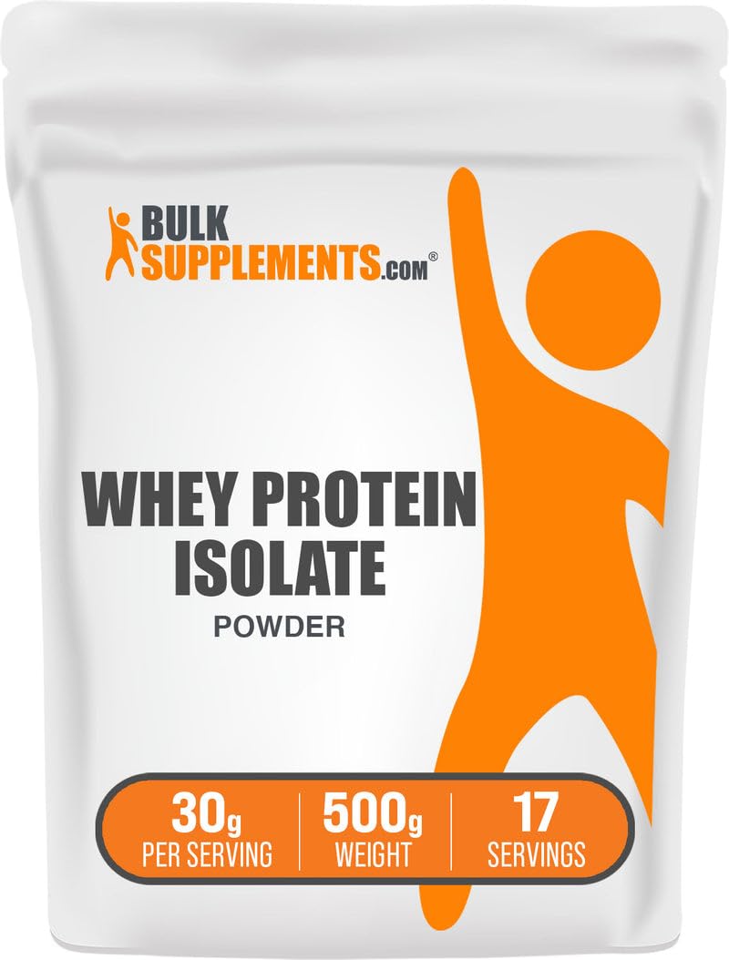 BulkSupplements Whey Protein Isolate Powder, Unflavored, Gluten Free, 1.1 lb