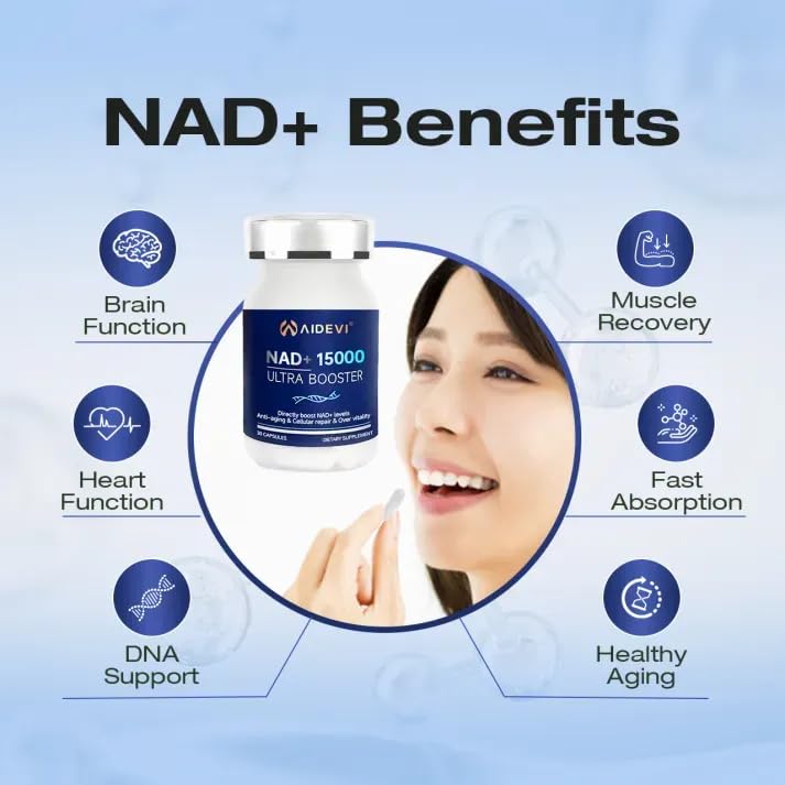AIDEVI Liposomal NAD Plus Booster 500mg Capsule, 30 Count