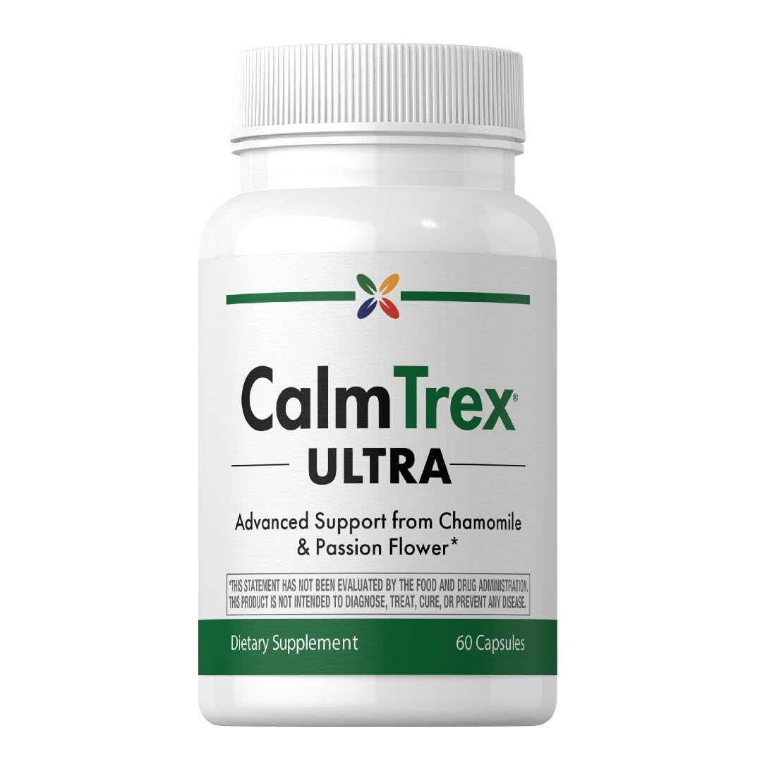 Stop Aging Now Stress Support Supplement CalmTrex with Chamomile and Passion Flower, 60 Capsules