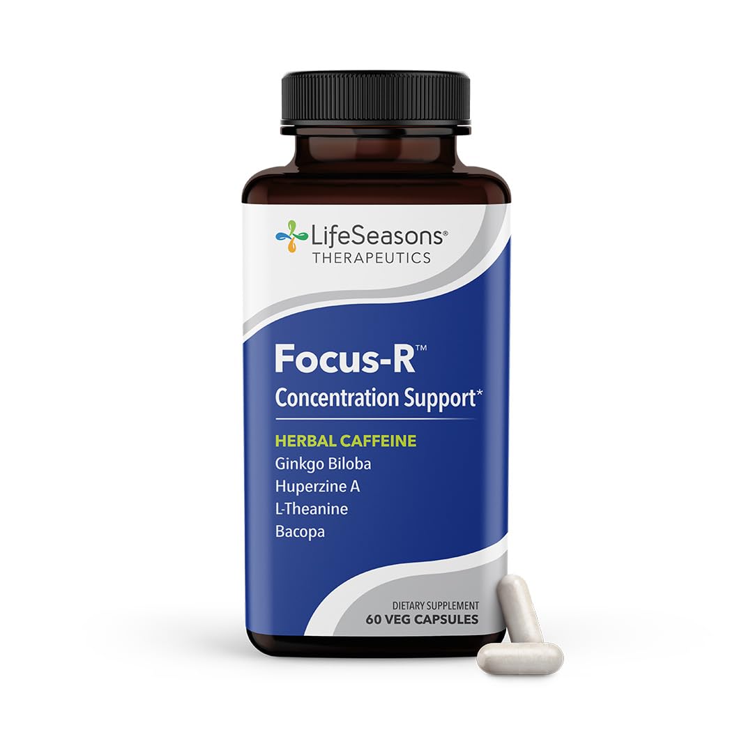 LifeSeasons Focus-R Concentration Support – Memory, Focus & Mental Clarity Supplement with Bacopa, Rhodiola, L-Tyrosine & B Vitamins, 60 Veg Capsules