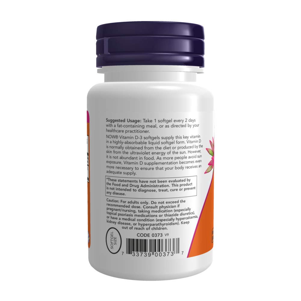 NOW Foods Vitamin D3 Softgels, 280 Count