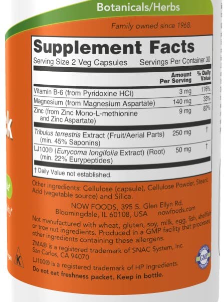 NOW Foods Testojack 100 Male Performance Formula Capsule 60 Capsules