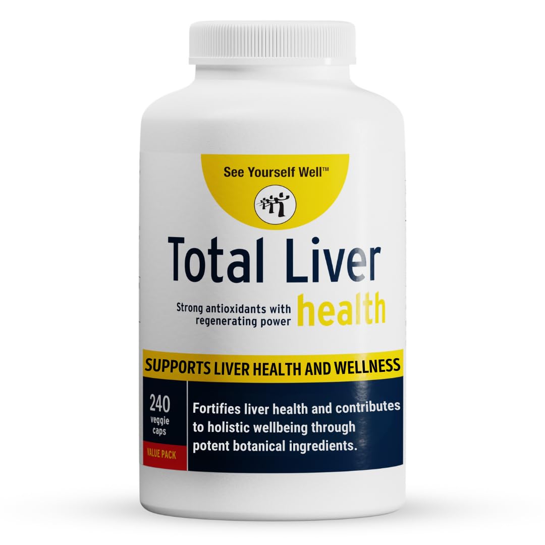 See Yourself Well Total Liver Health Supplement with Milk Thistle, Dandelion Root, Yarrow, Burdock Root, and Artichoke, 240 Vegan Capsules