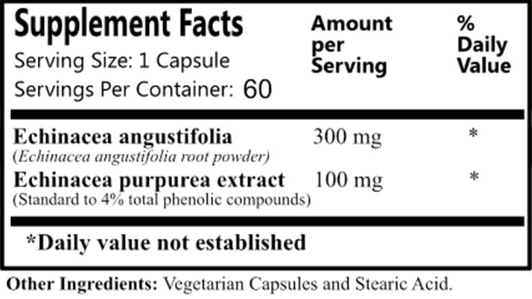 Daily Manufacturing Echinacea Root Powder & Echinacea Purpurea Extract Capsule 1 Count