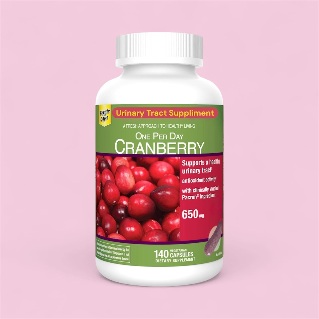 Generic Cranberry Urinary Tract Dietary Supplement Support, 650mg, 140 Vegetarian Capsules
