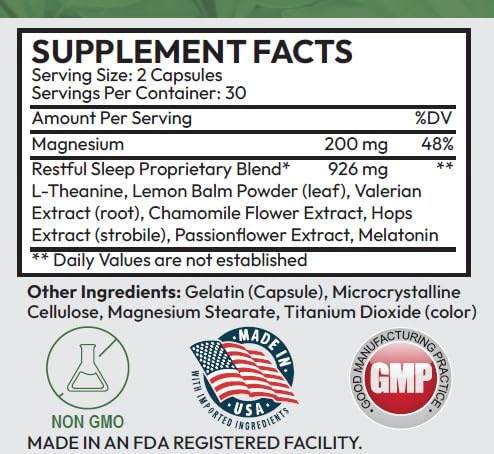 Ground Level Restful Sleep Formula with Advanced Sleep Blend Capsules, 60 Count