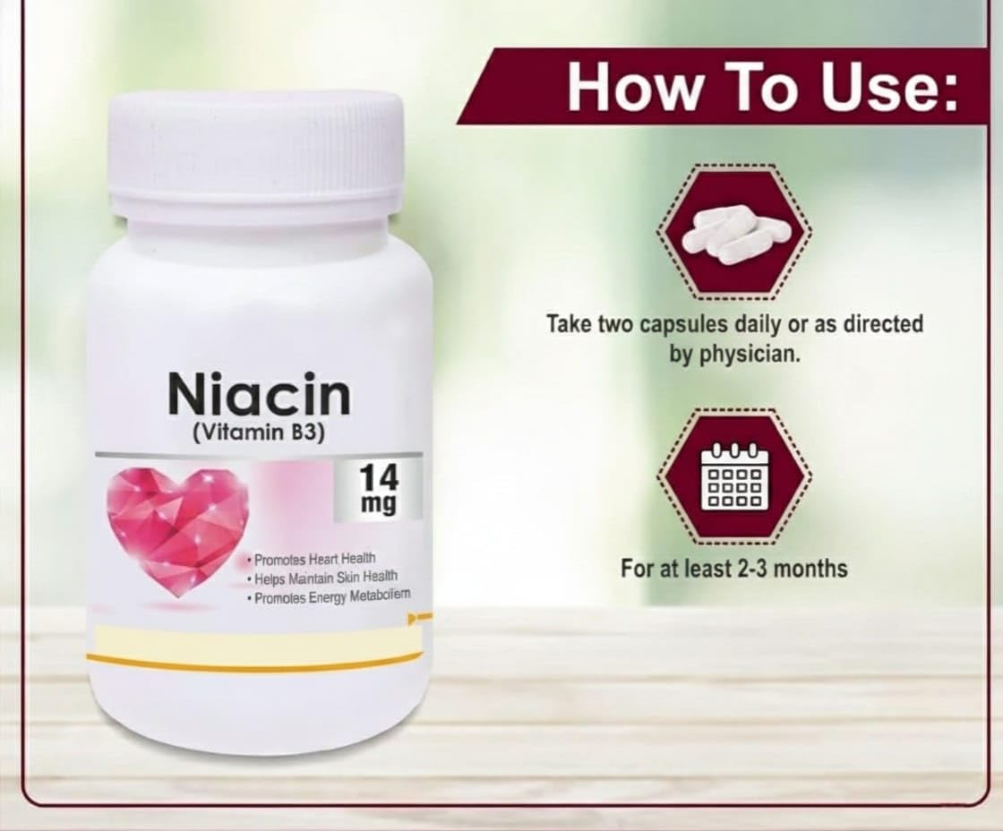 Generic Niacin 14mg Vitamin B3 with Inositol 50mg Supplement Capsule 60 Count