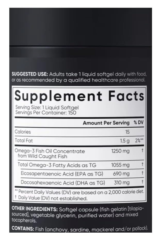Generic Sports Omega-3 Fish Oil Softgels 150 Count