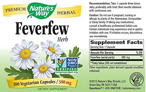 Nature's Way Feverfew Leaves 380 mg Capsules, 2-Pack
