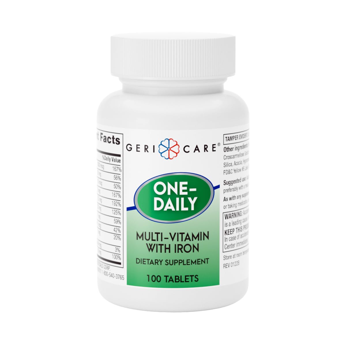 GeriCare One-Daily Multi-Vitamin with Iron, 100 Tablets