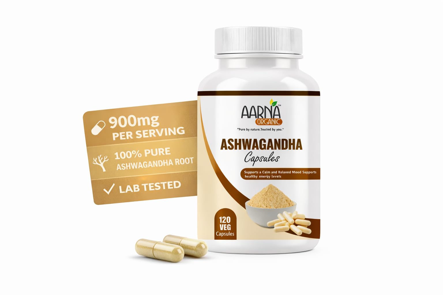 AARNA ORGANIC Ashwagandha 900 mg per Serving Capsules, 120