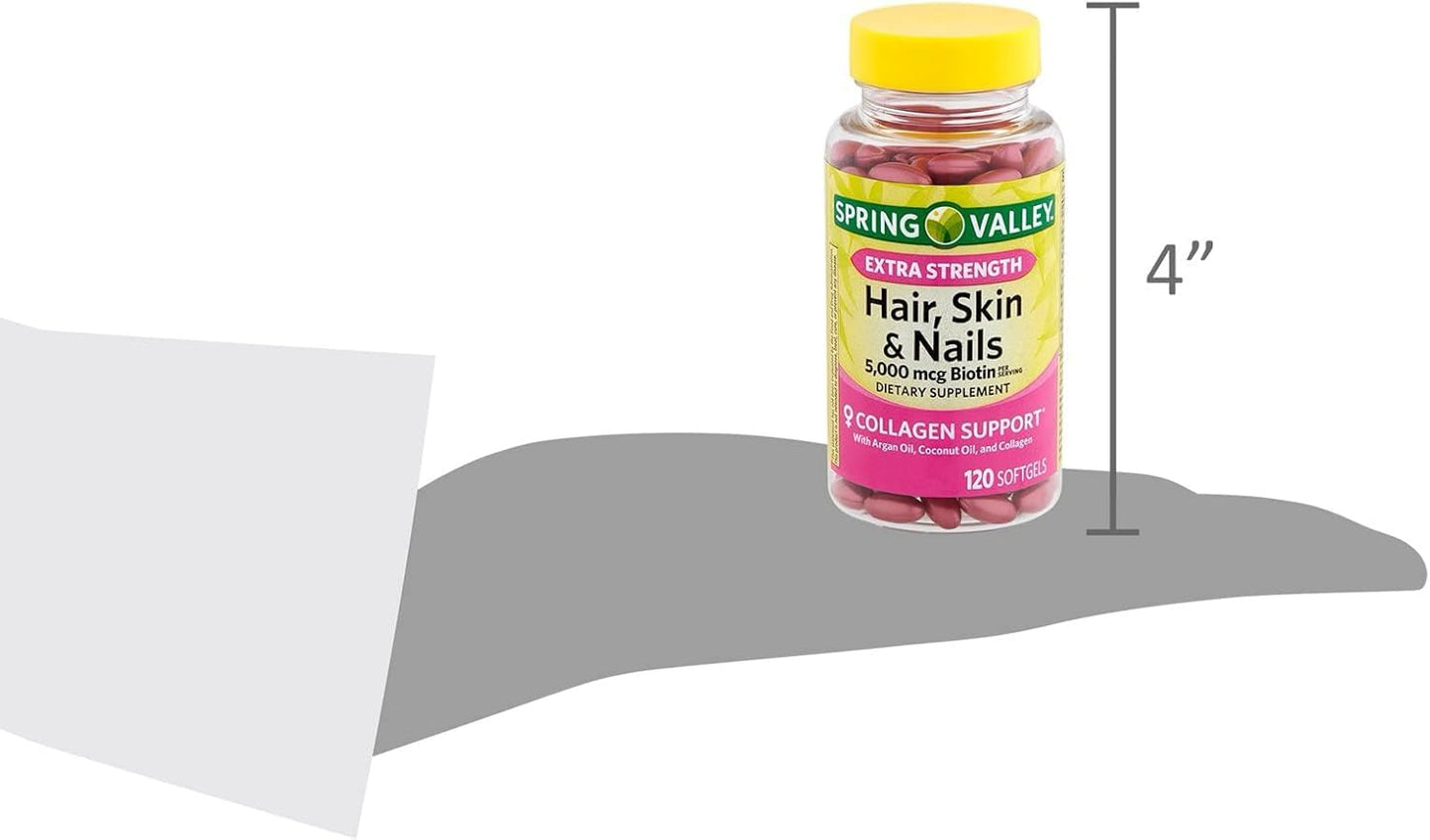 BASKETGOODS Hair, Skin, & Nails Collagen Support Softgels, 5000 mcg Biotin, 120 Count