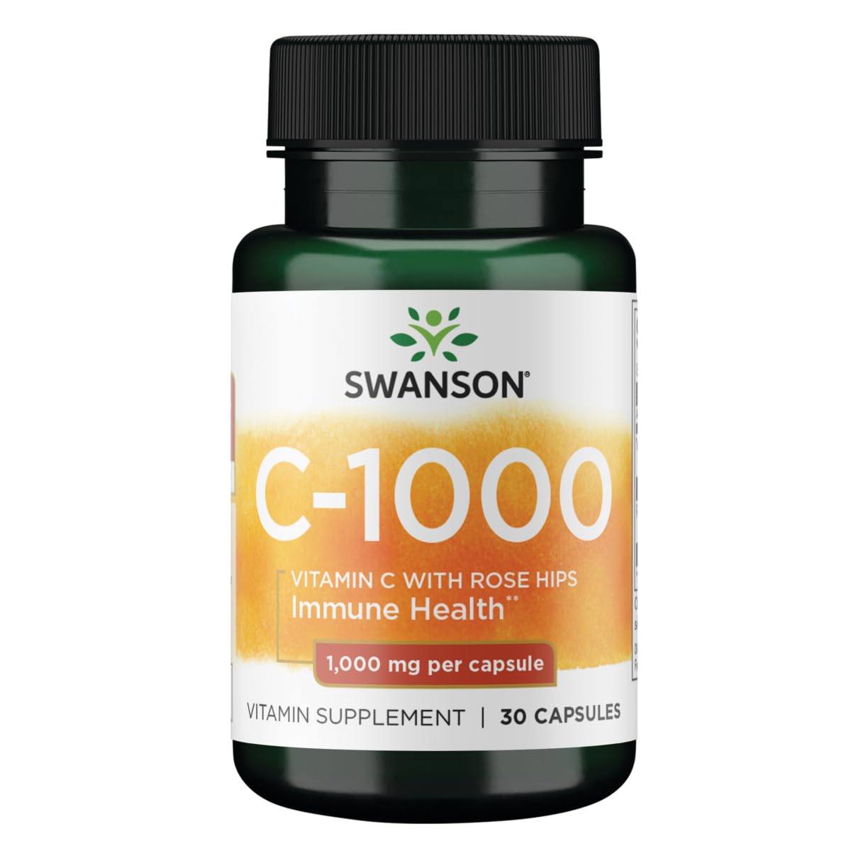 Swanson Vitamin C with Rose Hips 1000 mg Capsules, 30 Count
