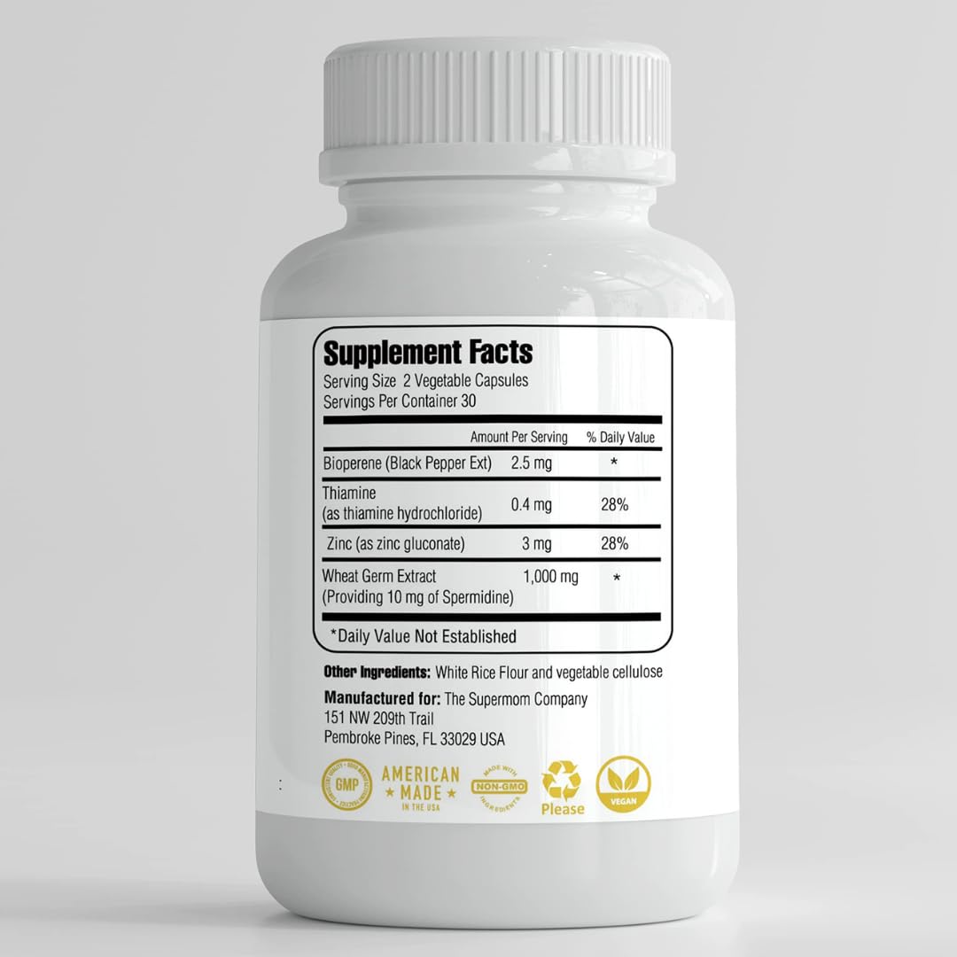 The Supermom Company Spermidine Supplement 120 Vegetable Capsules 2-Pack