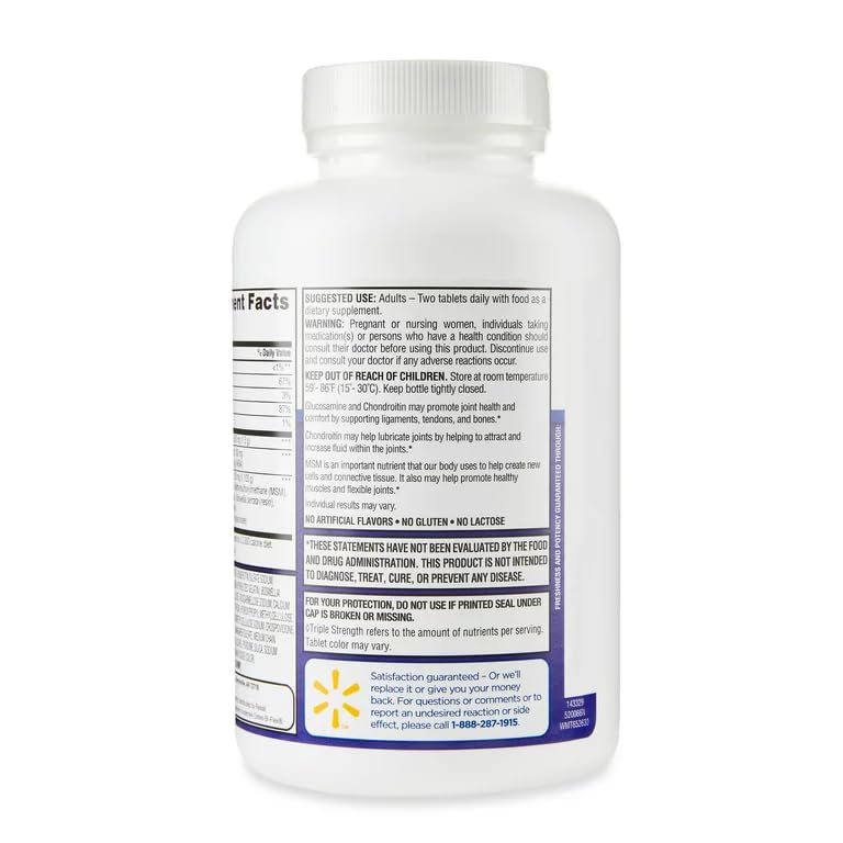 Equate Triple Strength Glucosamine & Chondroitin Complex Tablets, 160 Count