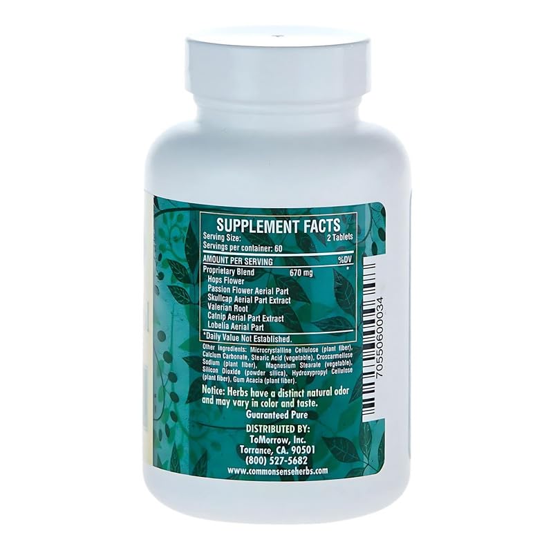 Common Sense Herbal Products Nerve Control: Central Nervous System Support Tablet, 1 Count