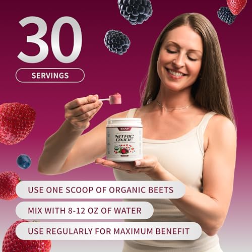 Snap Supplements Nitric Oxide Booster + Nitric Oxide Beets Mixed Berry Bundle Powder, 1