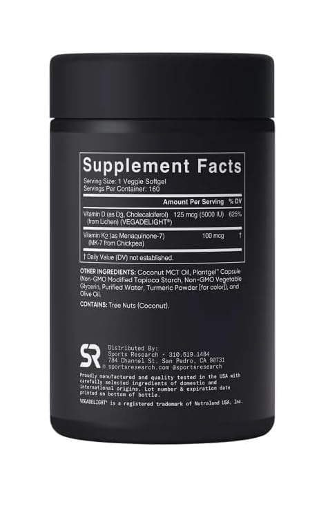 Generic Sports Vitamin D3 K2 Softgels 160 Count