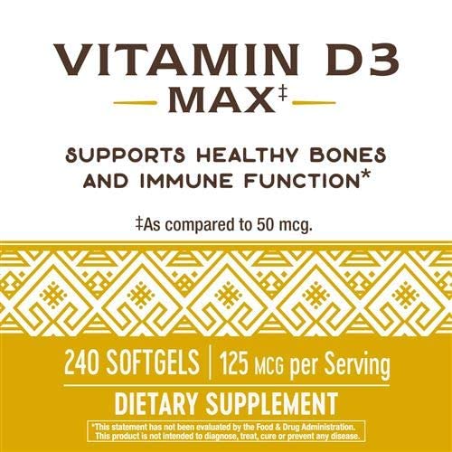 Nature's Way Vitamin D3 5000 IU Softgels, 480 Count
