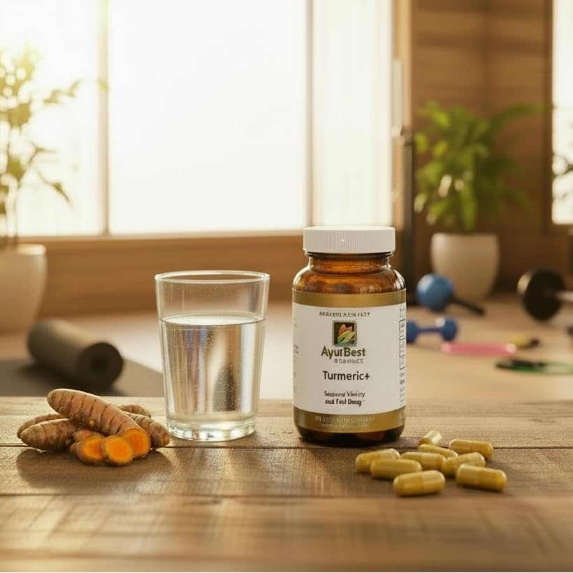 AyurBest Komal Herbals Organic Turmeric Plus with Black Pepper Capsules, 90 Count