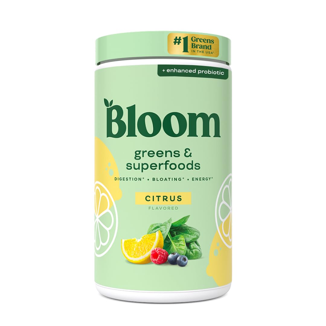 Bloom Nutrition Superfood Greens Powder Citrus, 60 Servings