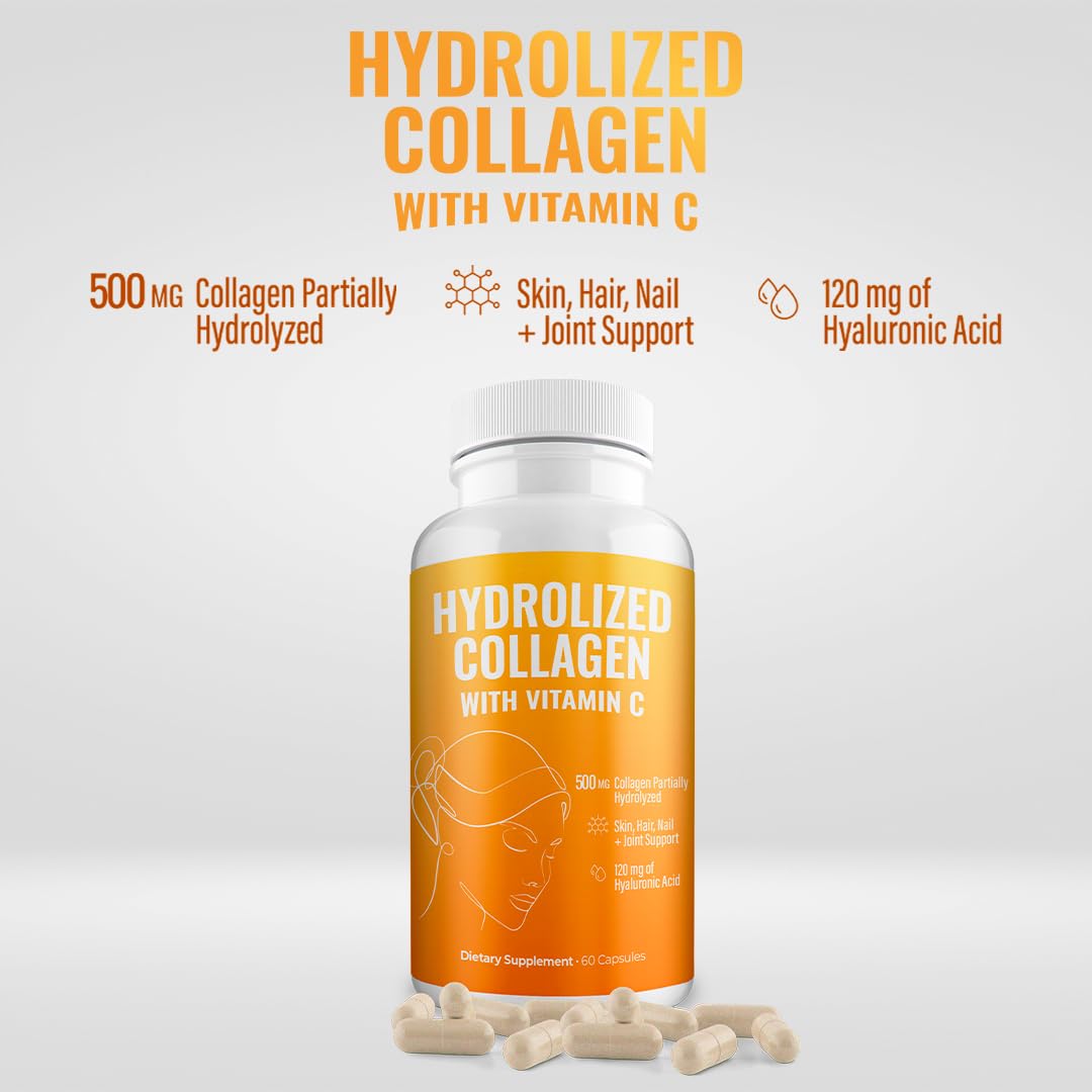 Generic Aura Hydrolyzed Collagen with Vitamin C 500mg Capsules 60 Count