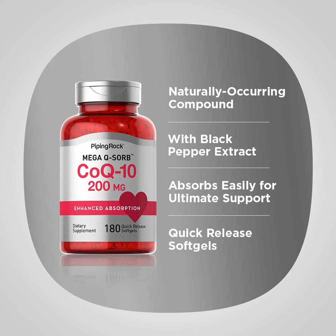 Piping Rock CoQ10 200mg Softgels 180 Count