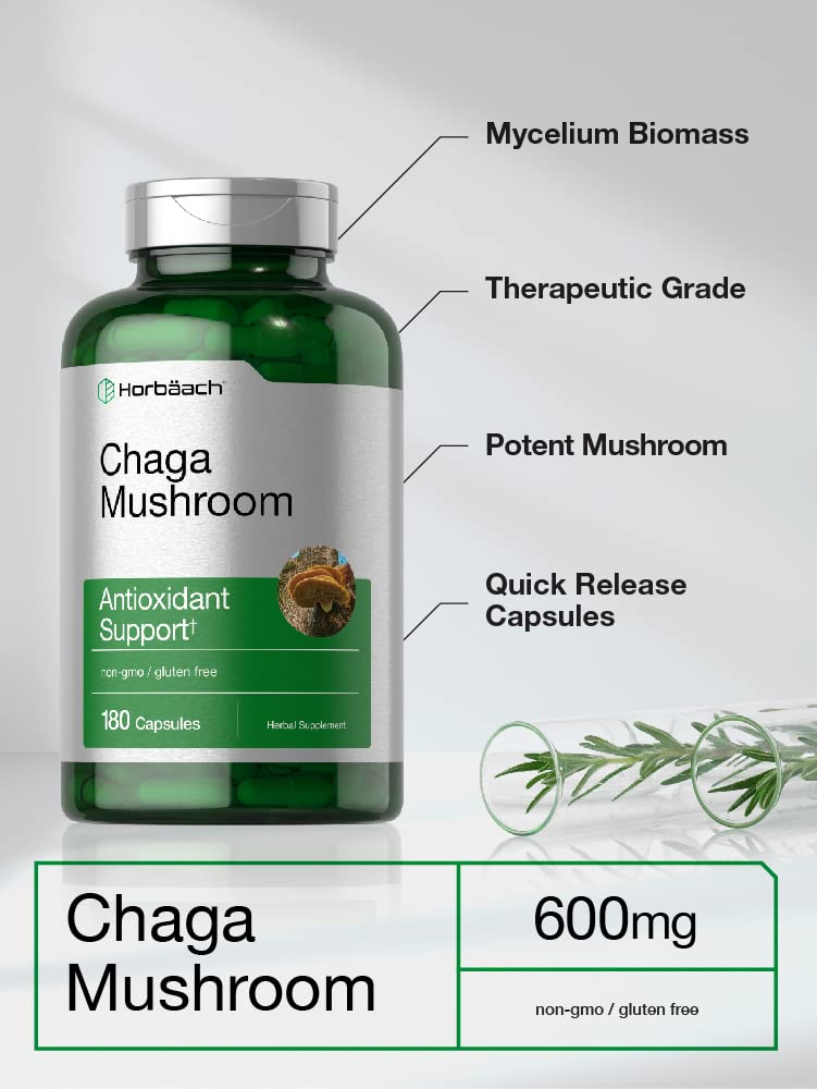 Horbäach Chaga Mushroom Capsules 180 Count