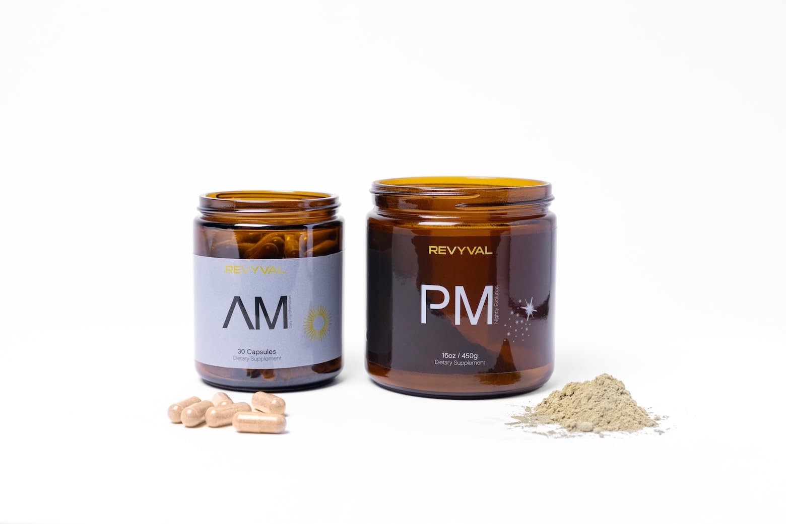 REVYVAL AM/PM Energy Supplement System Capsules and Powder, 60