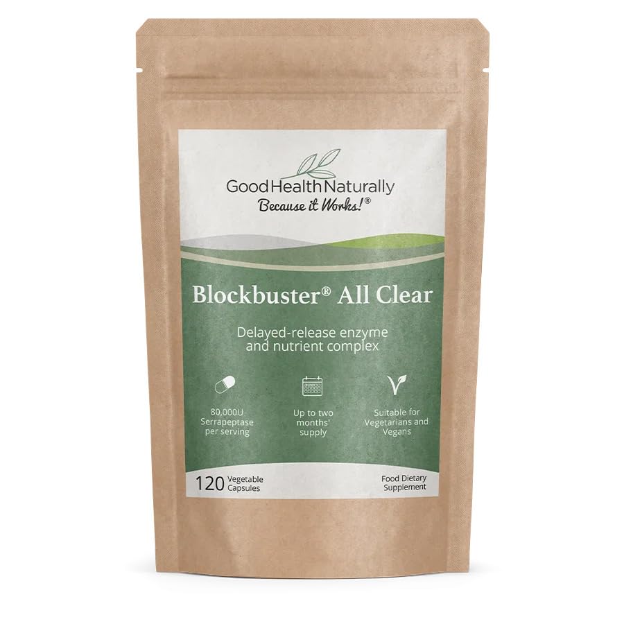 GOOD HEALTH NATURALLY BECAUSE IT WORKS! Blockbuster AllClear Refill Pouch with Serrapeptase, Nattokinase - Delayed Release Capsules 90 Count