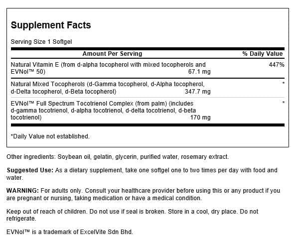 Swanson Full Spectrum Vitamin E with Tocotrienols Softgels, 60 Count