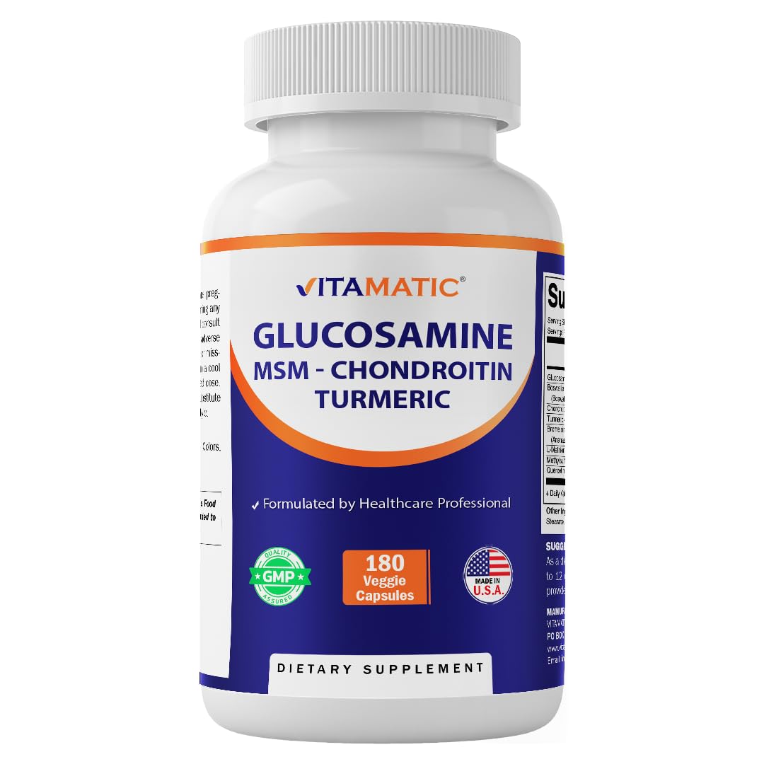 Vitamatic Glucosamine Chondroitin MSM Veggie Capsules, 180 Count