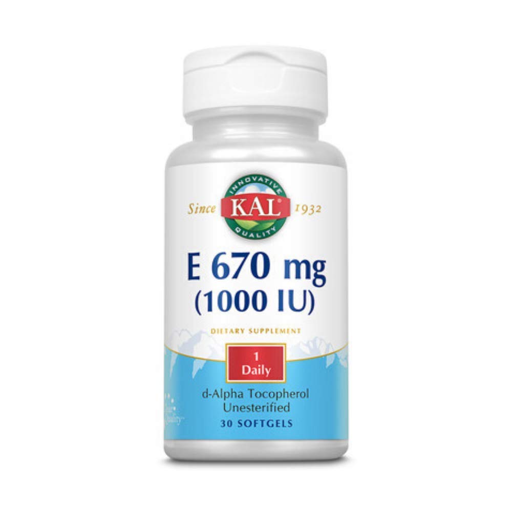 KAL E-1000 D-Alpha Tocopherol 1000 IU Softgels 30 Count
