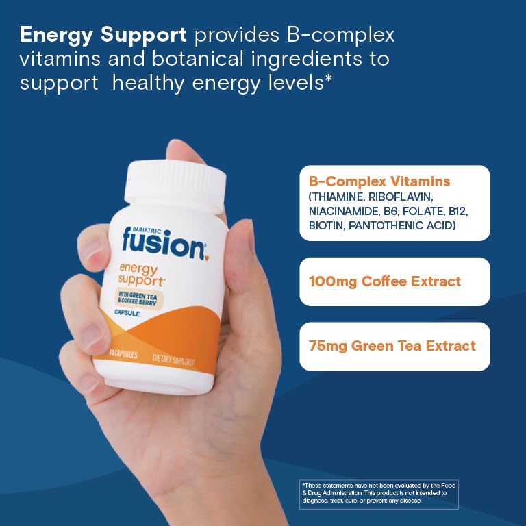 Bariatric Fusion B Vitamins for Energy Support B-Complex with 70mg Natural Caffeine Capsules, 1 Capsule