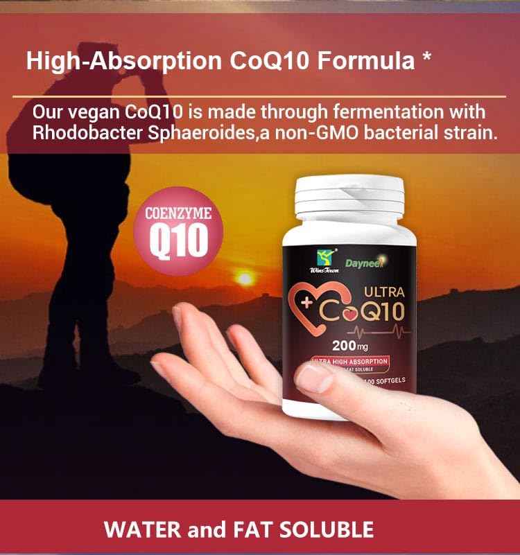 FARWIX CoQ10 200mg Softgels with Vitamin E, Heart & Energy, 100 Count