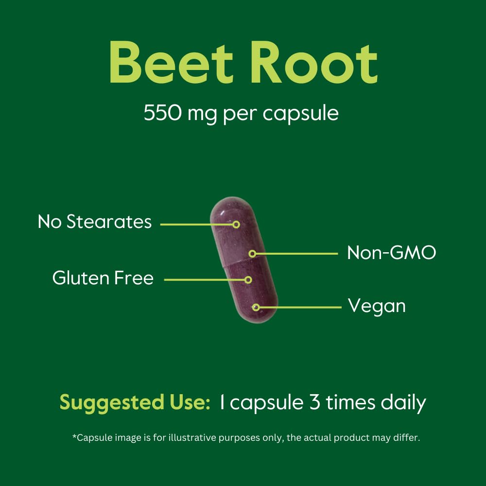 BESTVITE Beet Root 550mg Capsule, 120 Count
