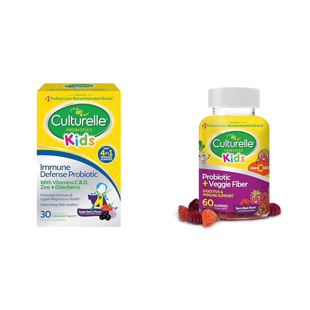 Culturelle Immune Defense Probiotic Gummies with Vitamin C, Vitamin D and Zinc + Elderberry for Kids, 60 Count