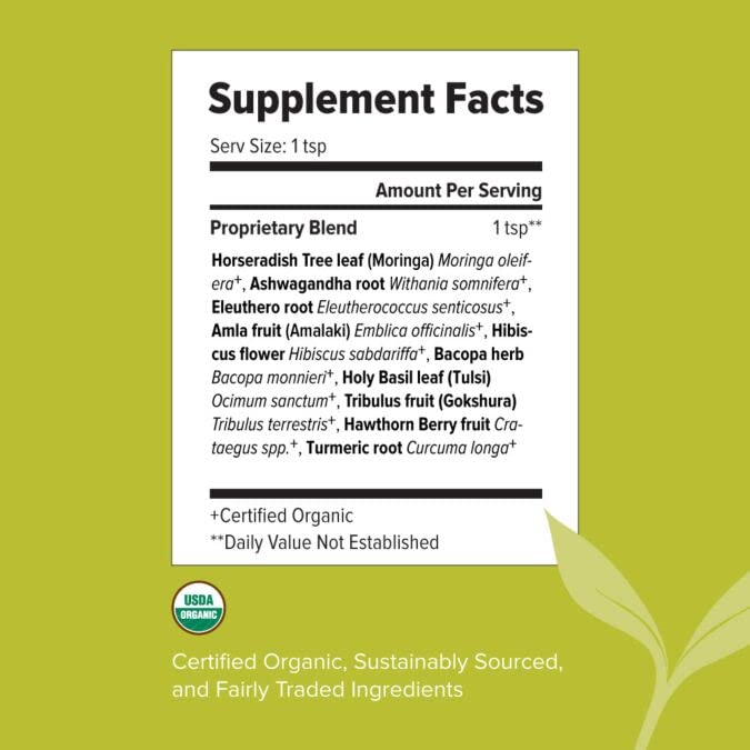 Banyan Botanicals Elevated Adaptogens Organic Superfood Powder with Moringa, Ashwagandha & Tulsi, 2.5oz
