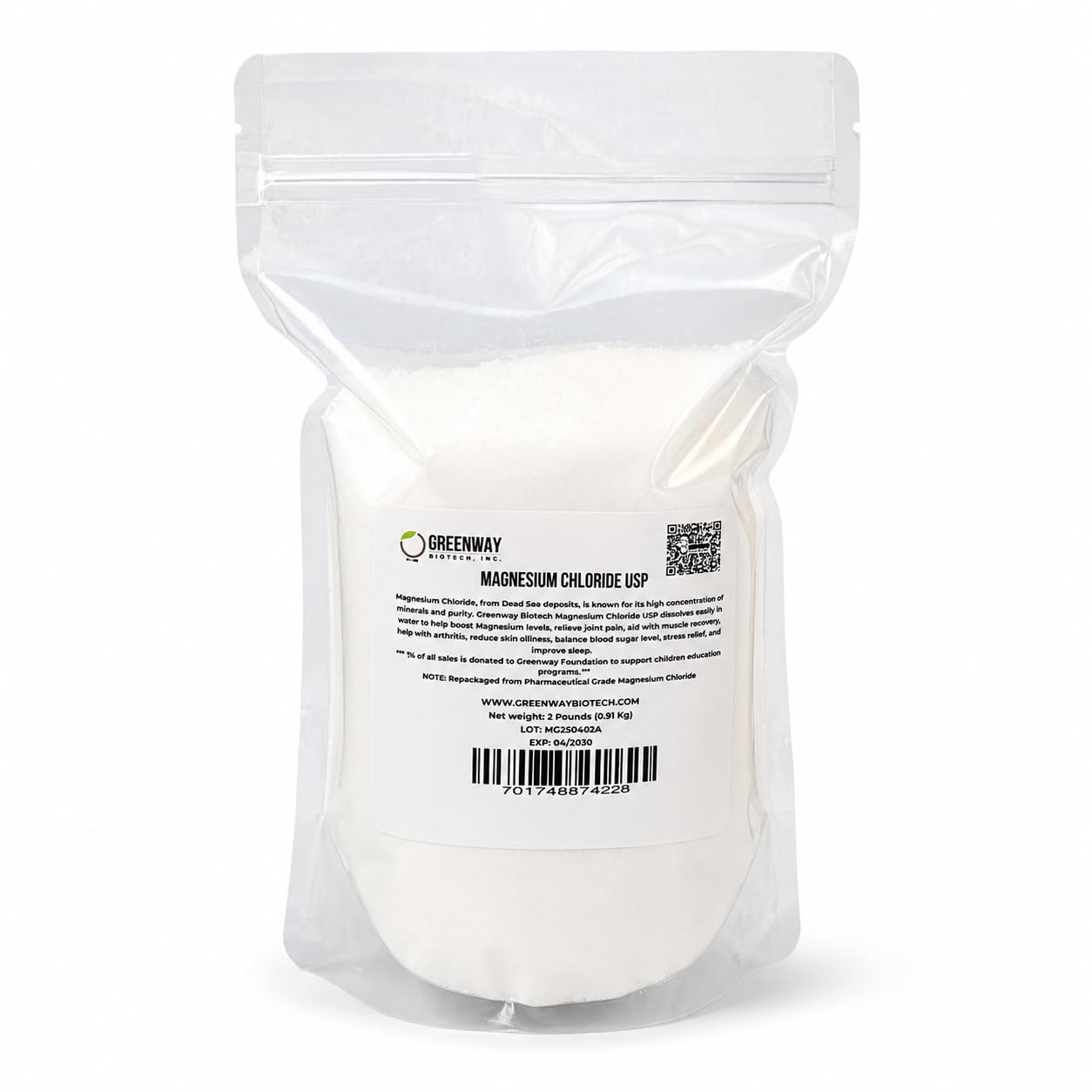 Greenway Biotech Organic Magnesium Chloride USP Supplement Powder, 32 Ounces