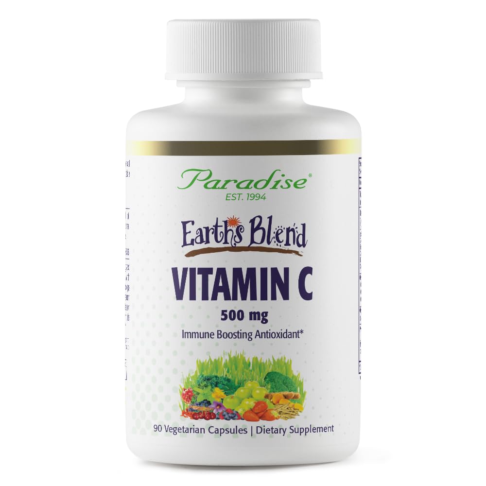 Paradise Herbs Earth's Blend Vitamin C with Nature's C and Adaptogens, Probiotics & Organic Alkalizing Greens, 90 Vegetarian Capsules