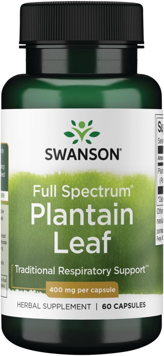 Swanson Full Spectrum Plantain (Leaf) Plantago Major 400 mg, 60 Capsules