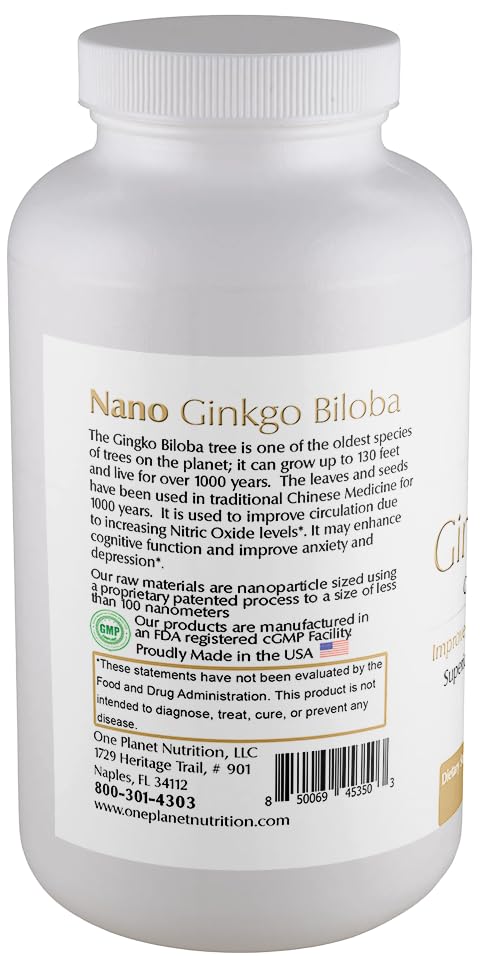 One Planet Nutrition Nano Ginkgo Biloba 250 mg Capsules, 120 Count