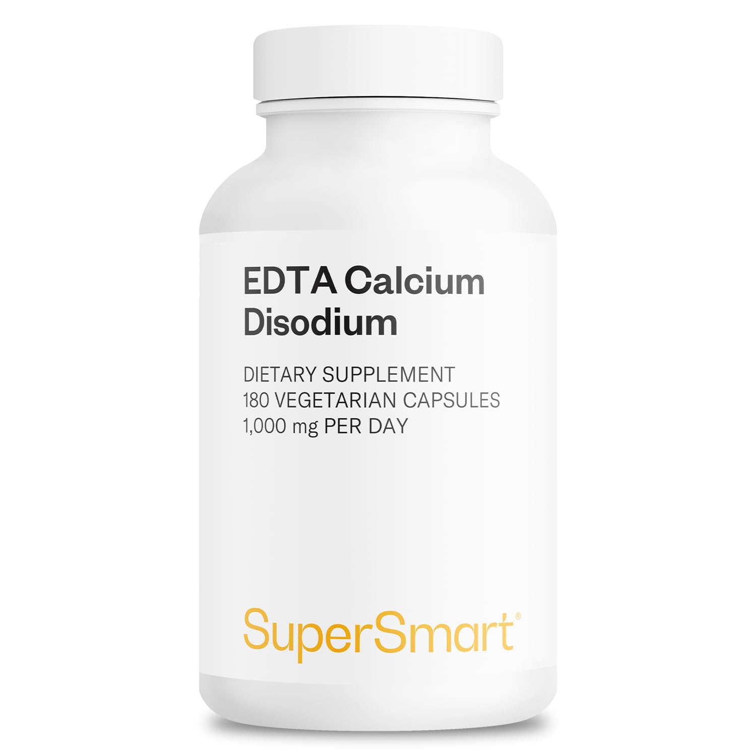 Supersmart EDTA 1000mg per Day Calcium Disodium EDTA Capsule, 180 Capsules