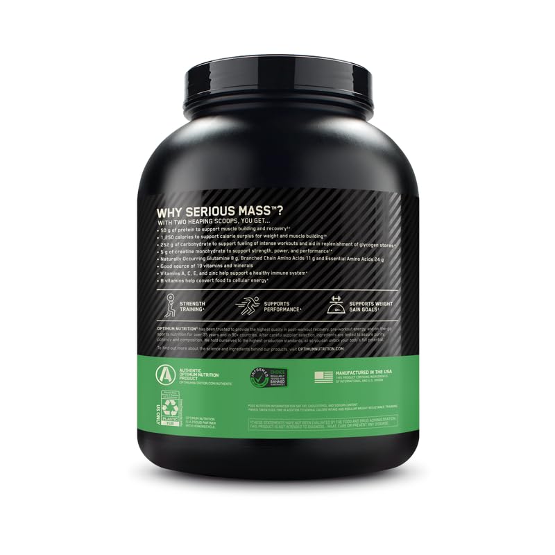 Optimum Nutrition Serious Mass Weight Gainer Protein Powder, 96 Servings