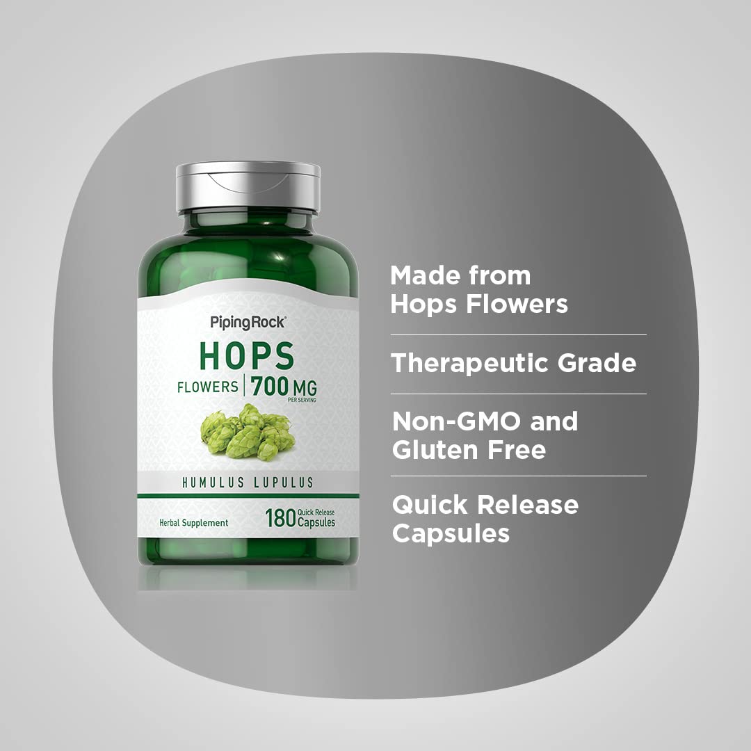 Piping Rock Hops Extract Supplement Capsule, 180 Count