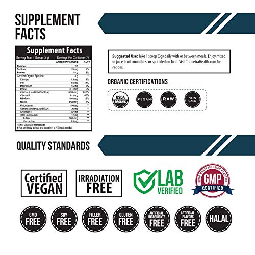 Triquetra Health Organic Spirulina Powder Plus Liquid Ionic Zinc, Powder & Liquid, 2