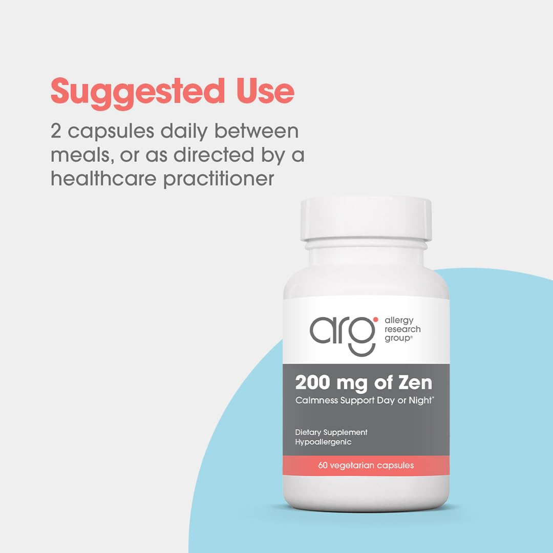 Allergy Research Group Zen GABA L-Theanine Supplement Capsule, 60 Vegetarian Capsules